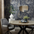 Monsoon Metallic Wallpaper in Navy and Gold