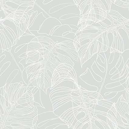 Monstera Leaf Wallpaper in Sage Green