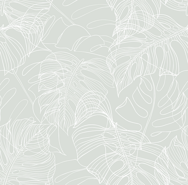 Monstera Leaf Wallpaper in Sage Green