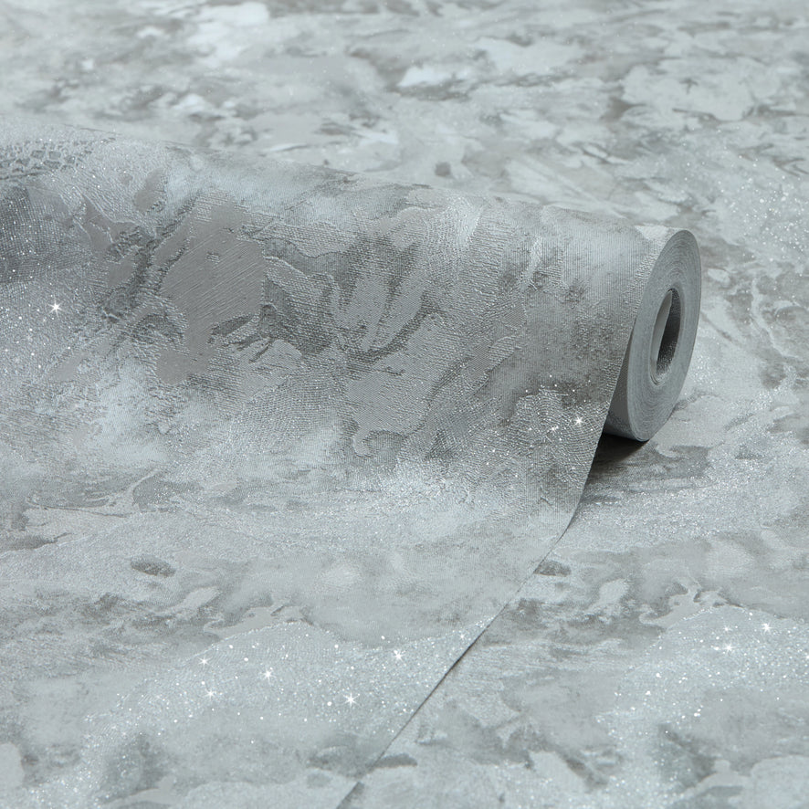 Nabari Wallpaper in Grey, Silver and Silver Glitter
