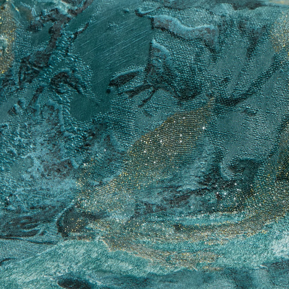 Nabari Wallpaper in Teal, Charcoal and Gold Glitter