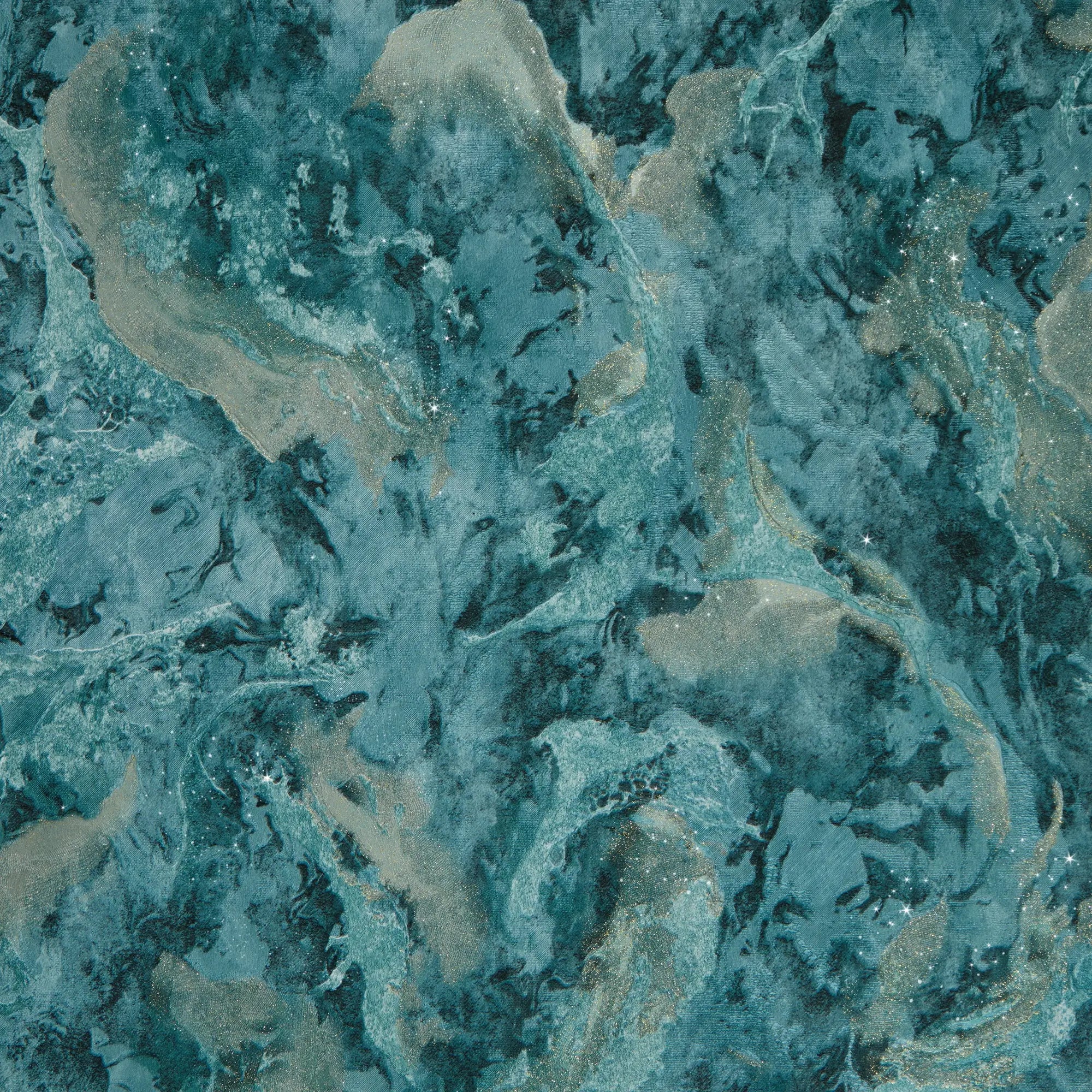 Nabari Wallpaper in Teal, Charcoal and Gold Glitter