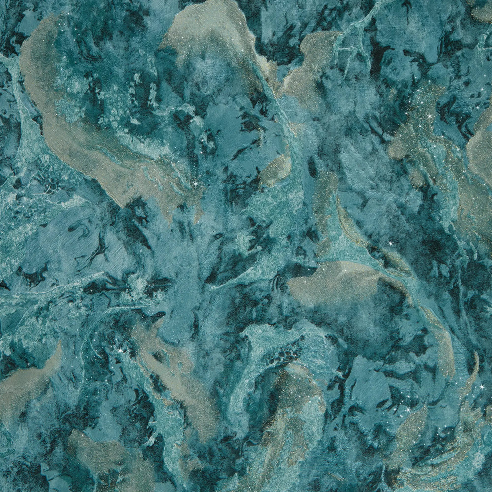 Nabari Wallpaper in Teal, Charcoal and Gold Glitter