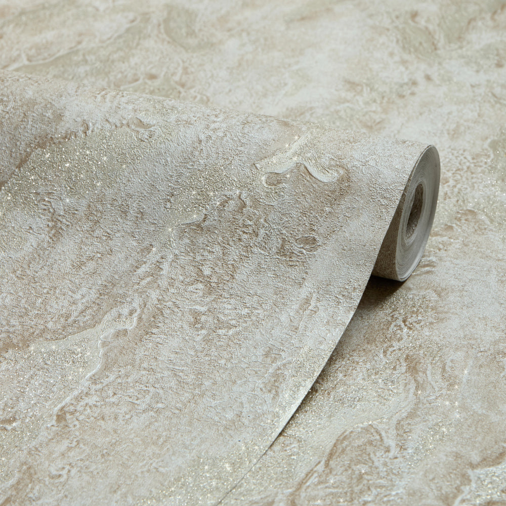 Nador Wallpaper in Beige, Brown and Gold Glitter