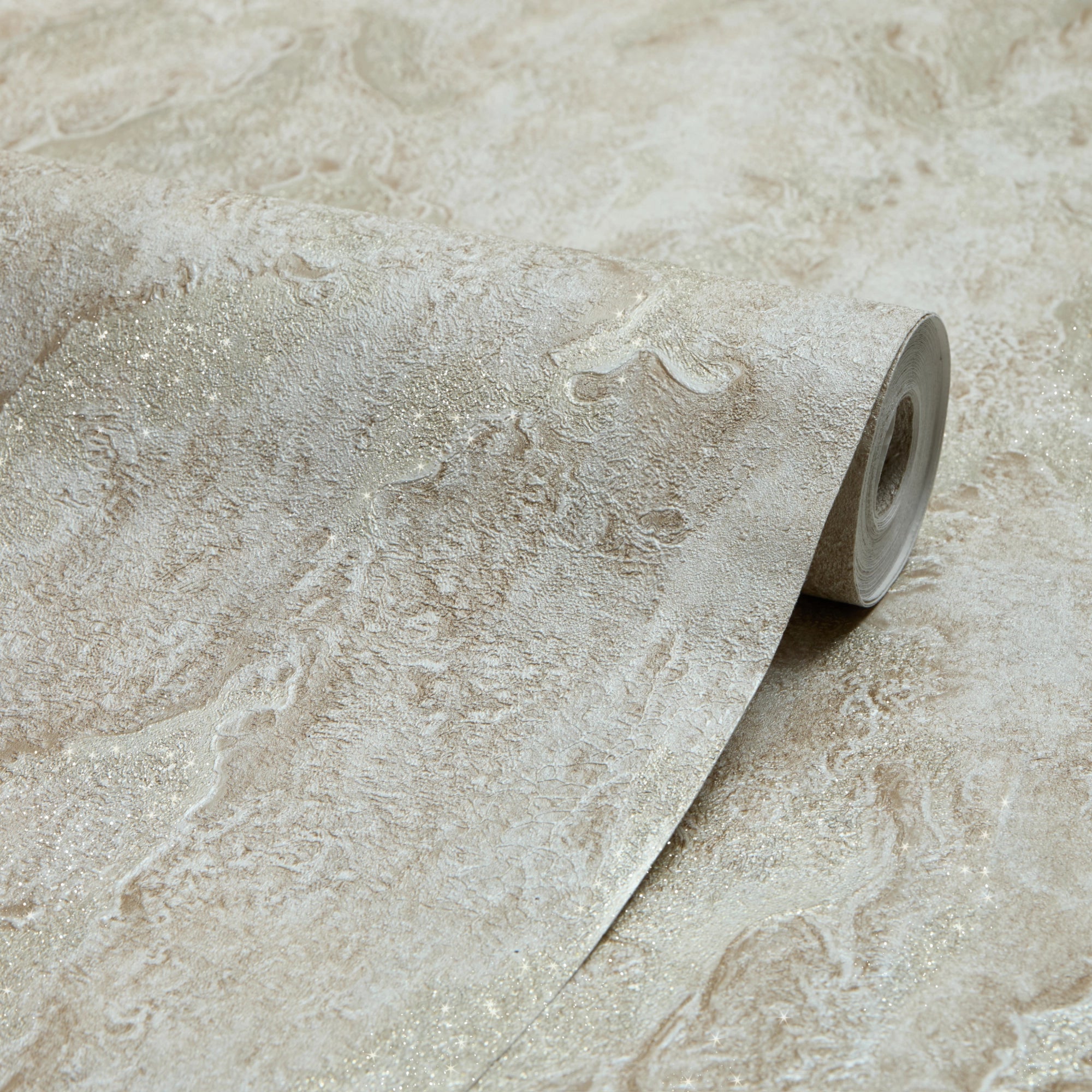 Nador Wallpaper in Beige, Brown and Gold Glitter