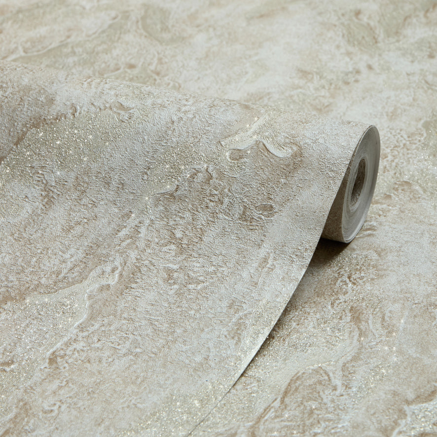 Nador Wallpaper in Beige, Brown and Gold Glitter