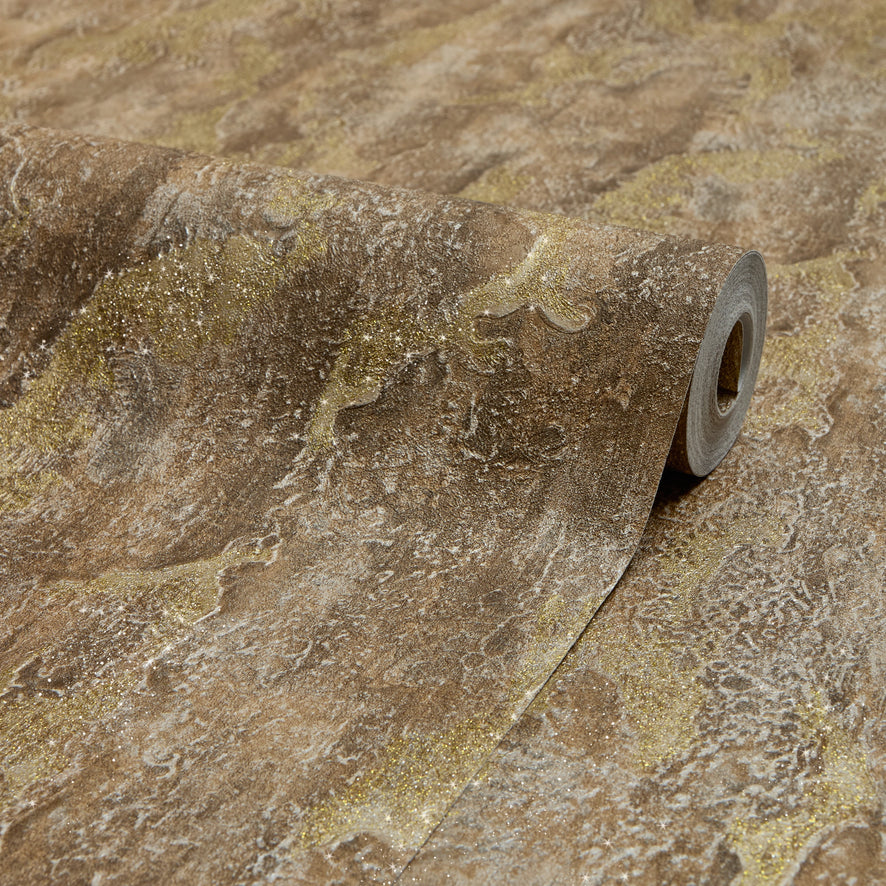 Nador Wallpaper in Brown, Mocha and Gold Glitter