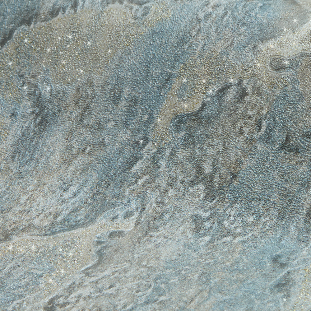 Nador Wallpaper in Duck Egg, Grey and Gold Glitter