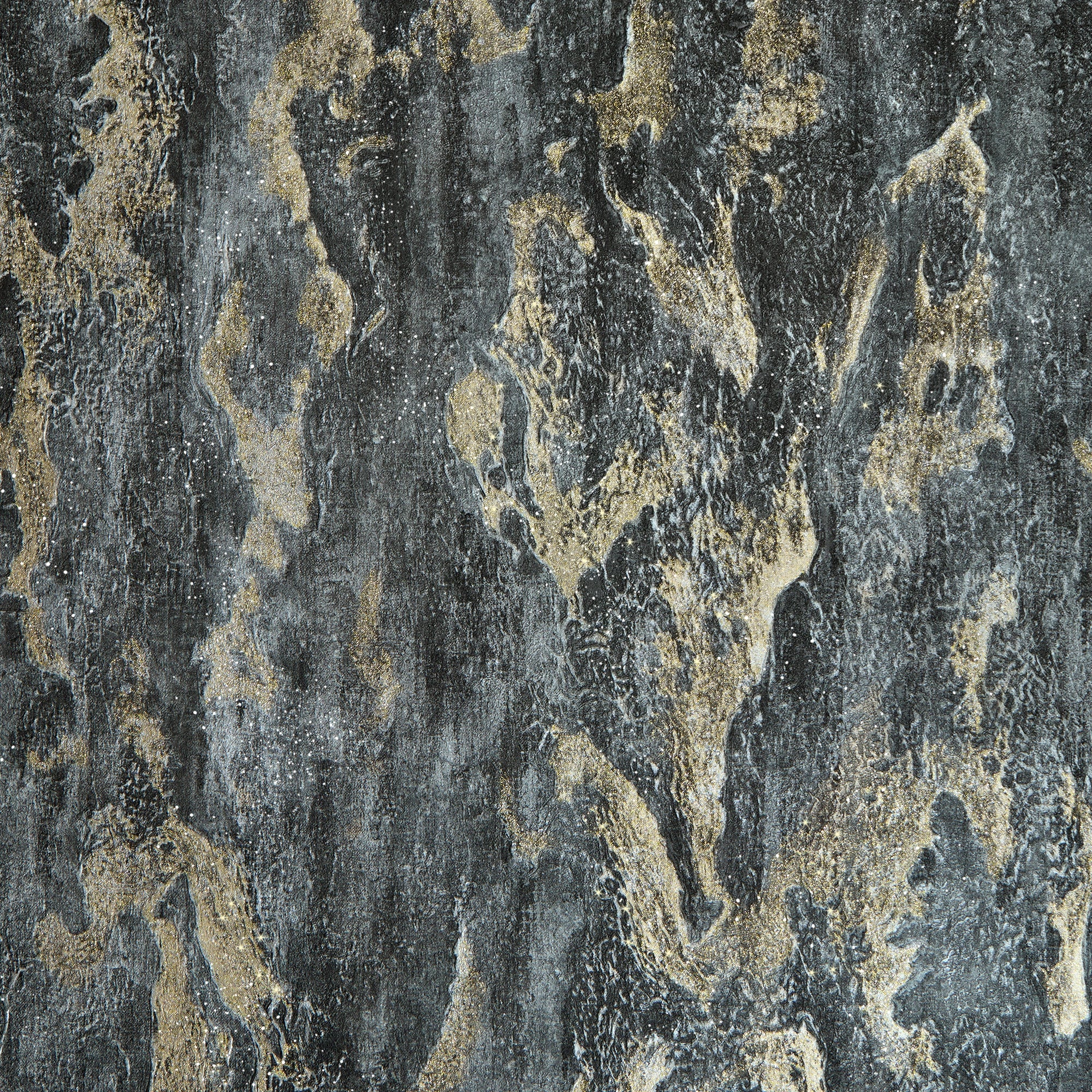 Nador Wallpaper in Graphite, Grey and Gold Glitter