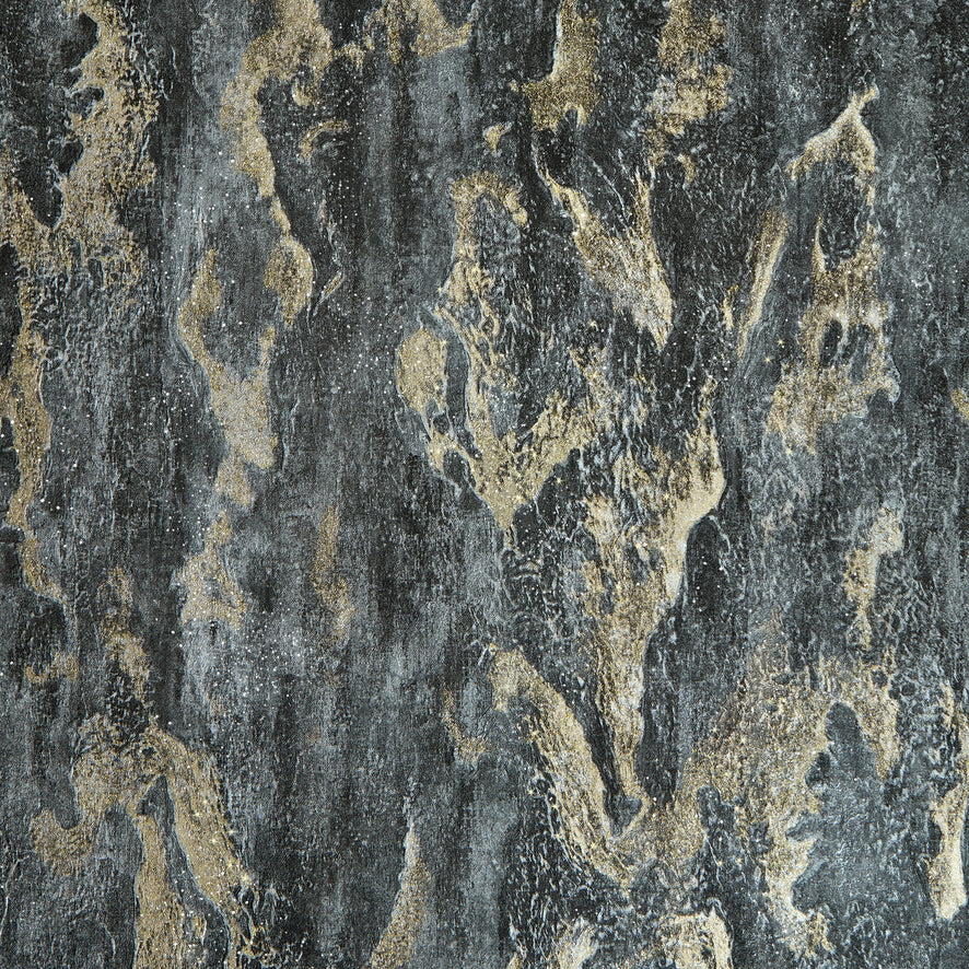 Nador Wallpaper in Graphite, Grey and Gold Glitter