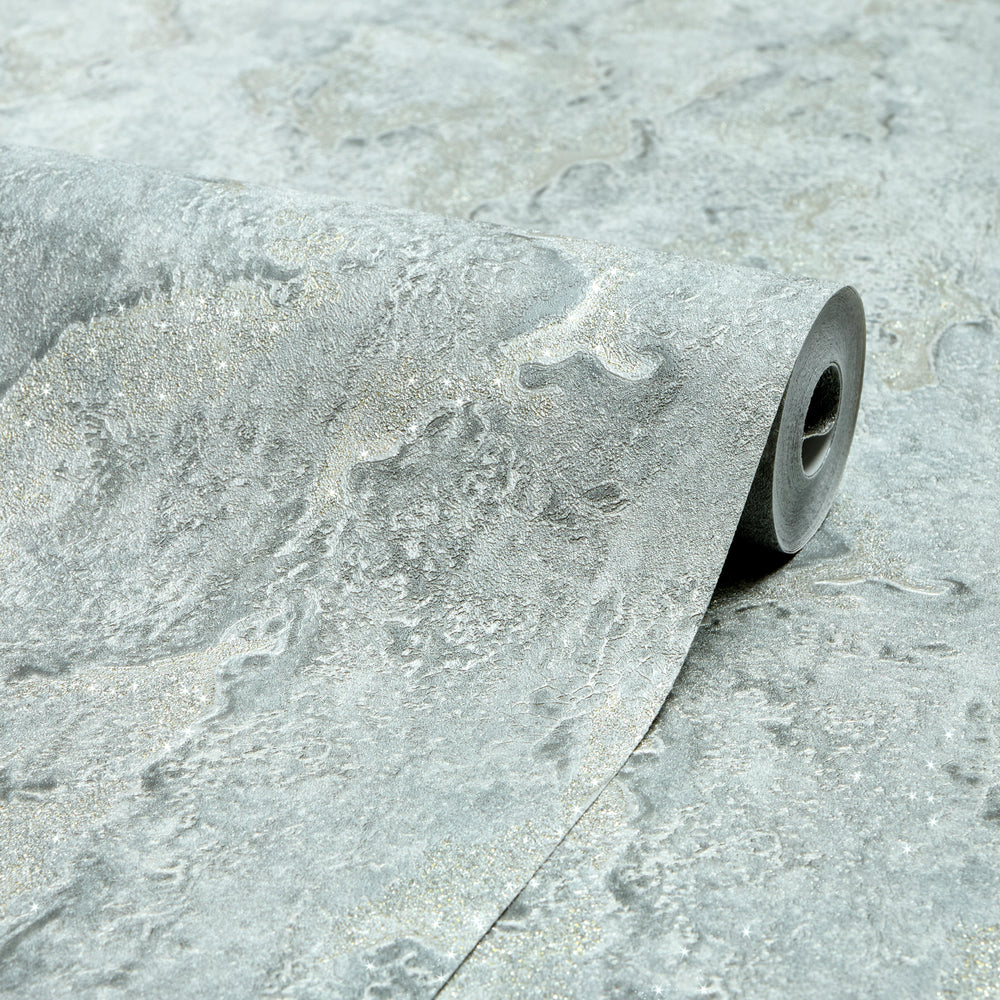 Nador Wallpaper in Grey, Silver and Gold Glitter