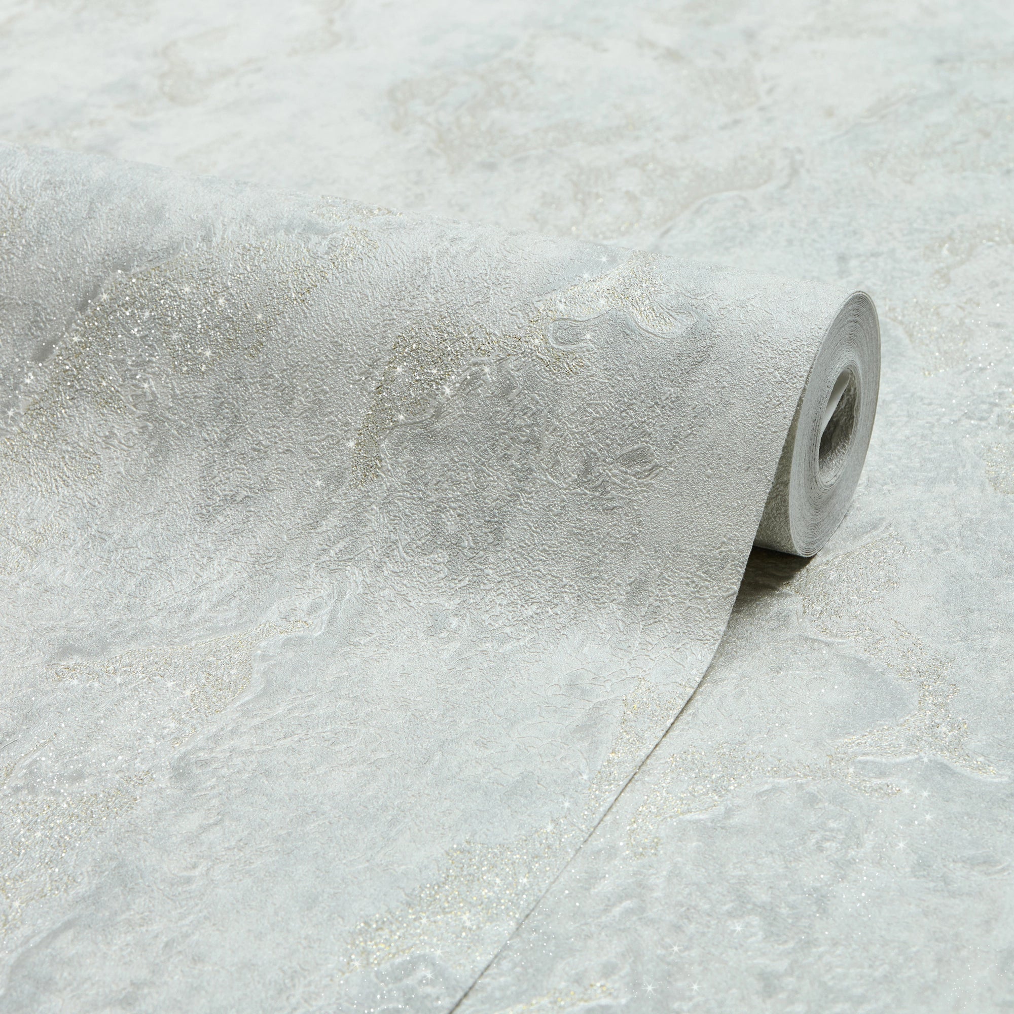 Nador Wallpaper in Light Grey and Gold Glitter