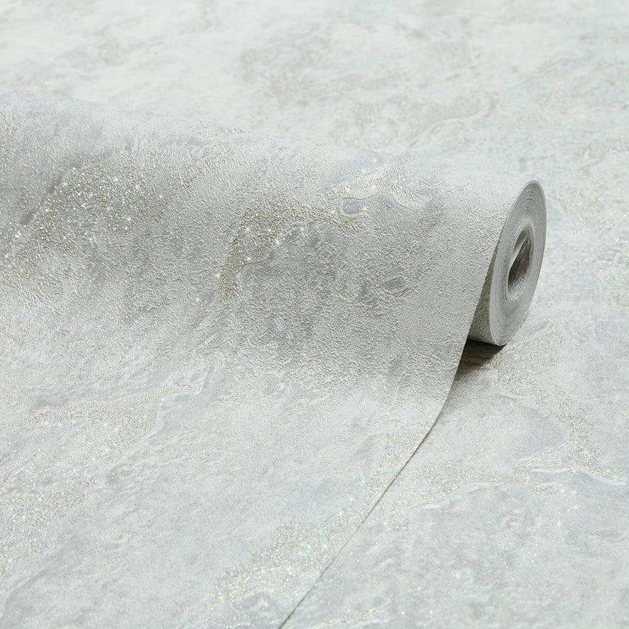Nador Wallpaper in Light Grey and Gold Glitter