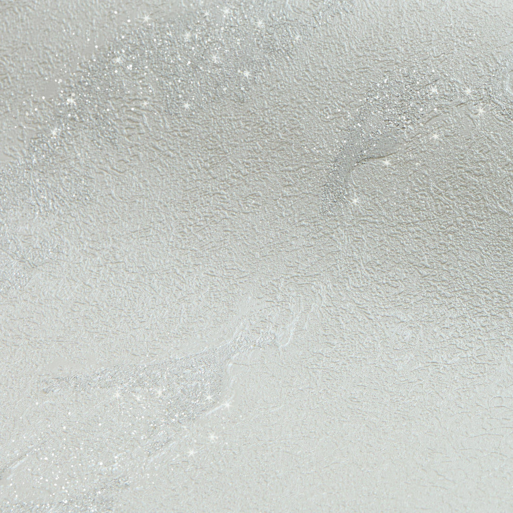 Nador Wallpaper in Silver, White and Silver Glitter