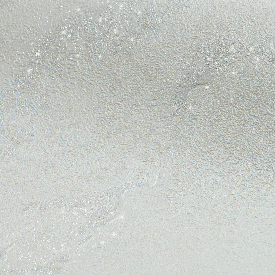 Nador Wallpaper in Silver, White and Silver Glitter