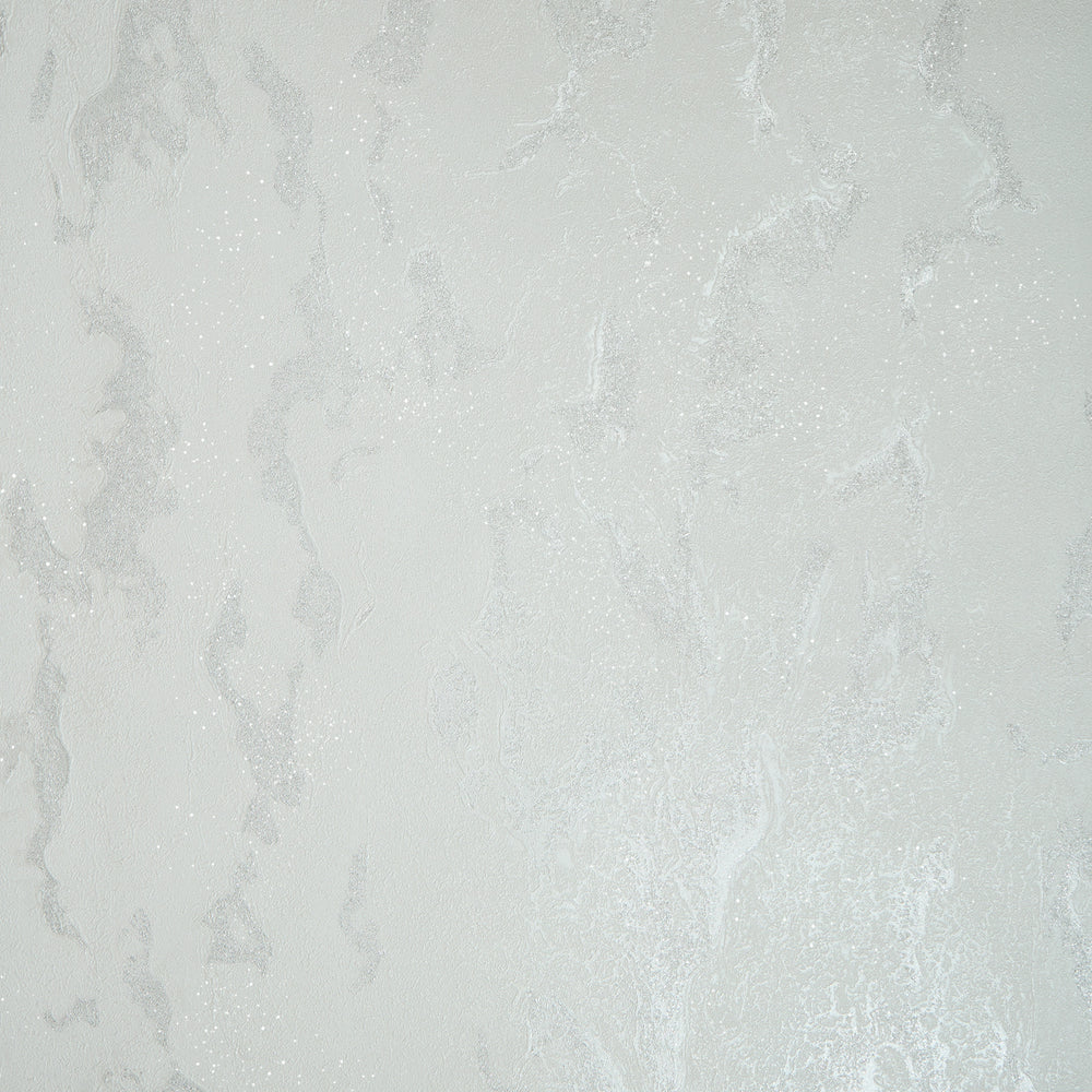 Nador Wallpaper in Silver, White and Silver Glitter