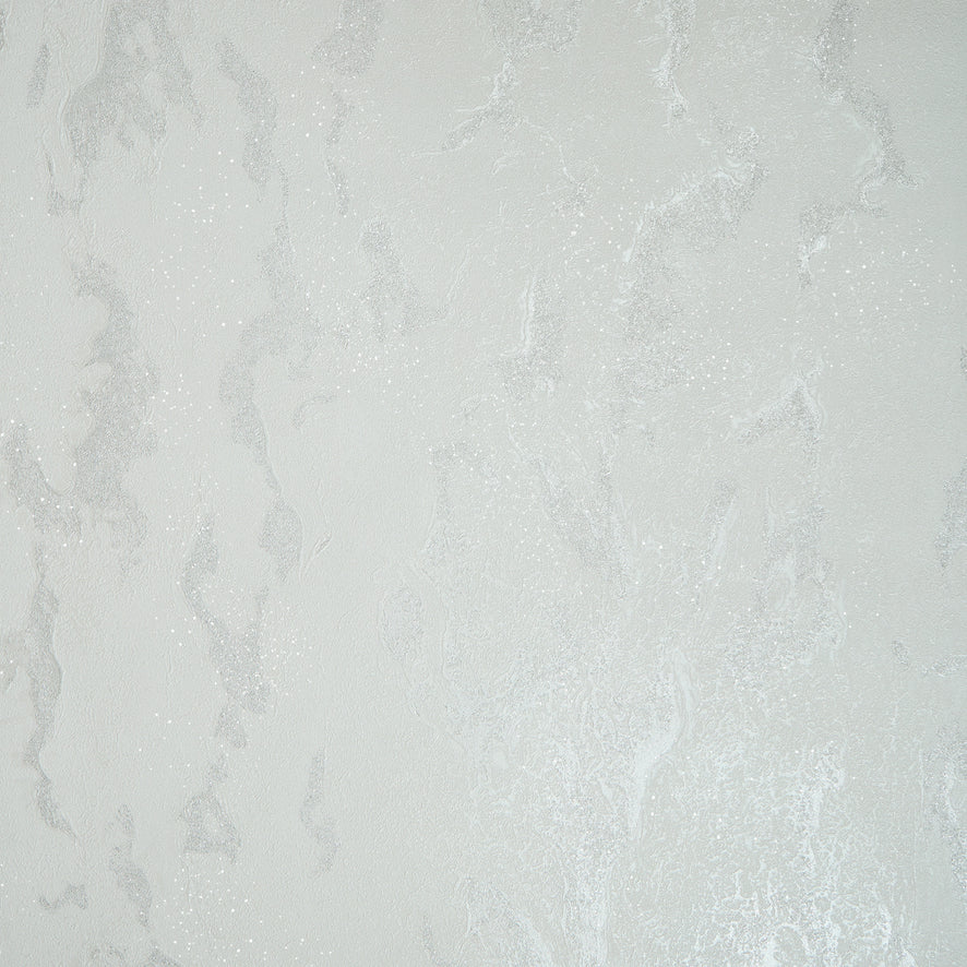 Nador Wallpaper in Silver, White and Silver Glitter