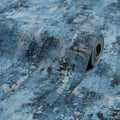 Nagano Wallpaper in Blue and Charcoal with Gold Metallic