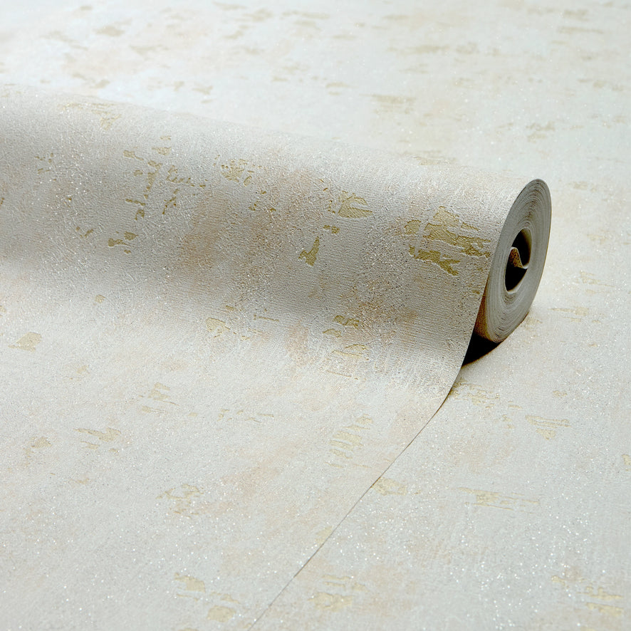 Nagano Wallpaper in Cream with Gold Metallic