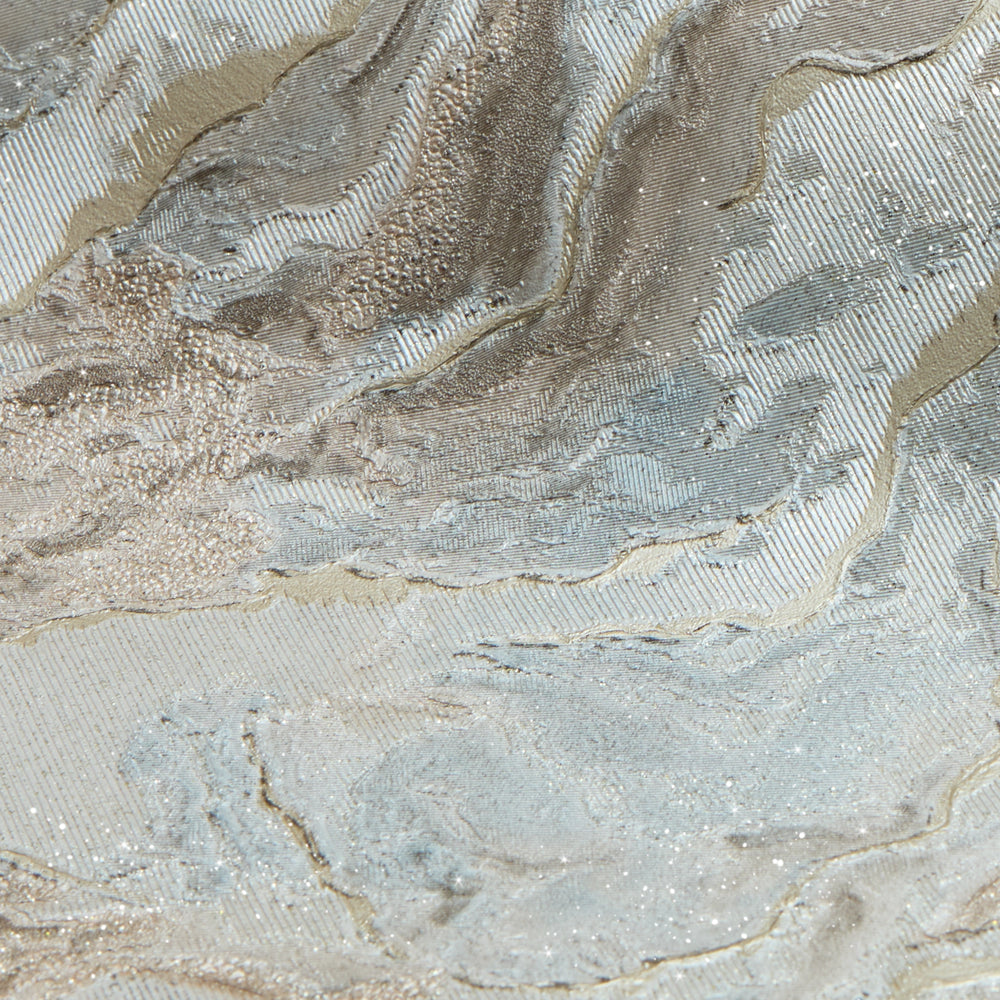 Nakura Wallpaper in Duck Egg and Gold with Gold Metallic