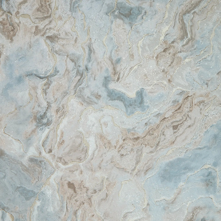 Nakura Wallpaper in Duck Egg and Gold with Gold Metallic