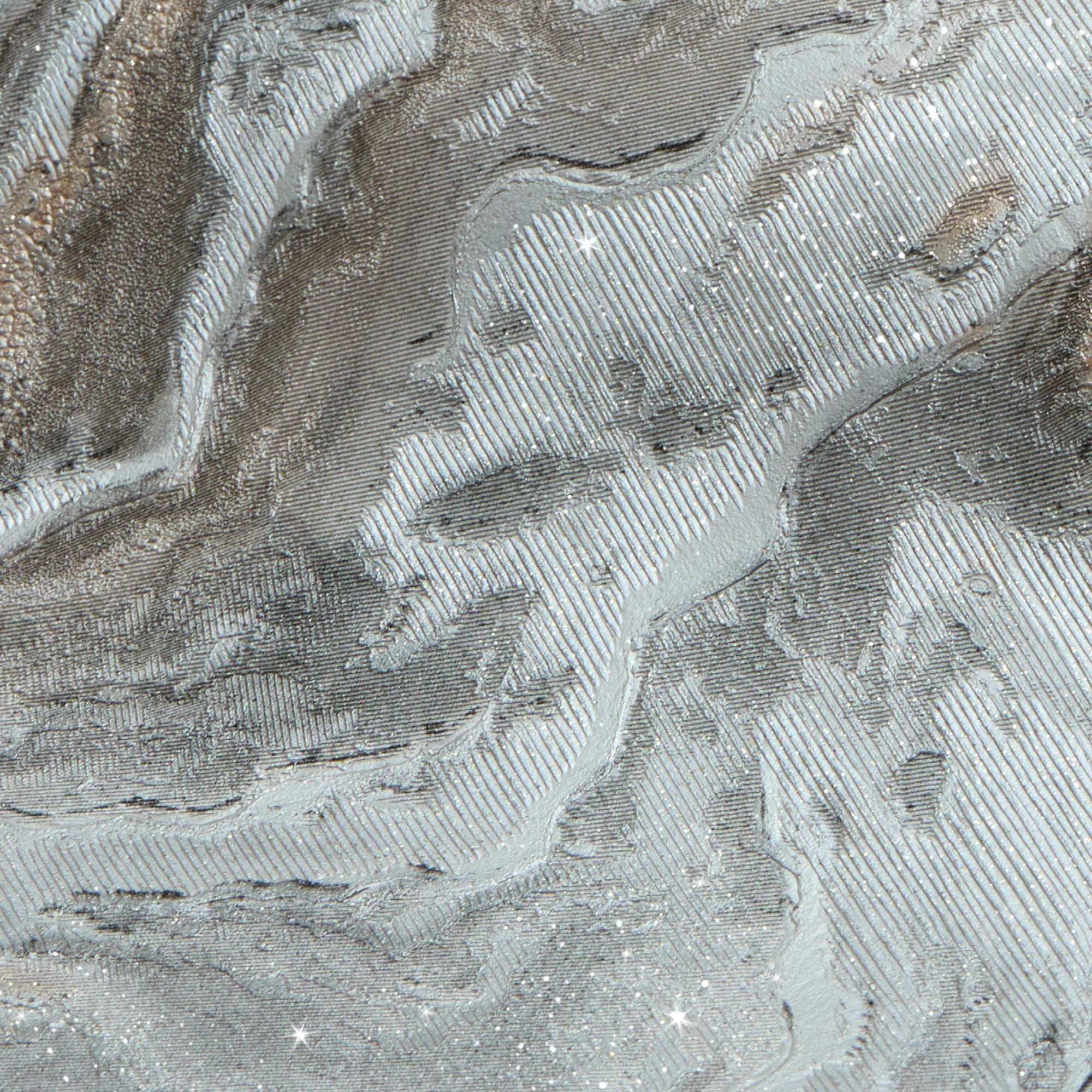 Nakura Wallpaper in Grey and Silver with Bronze Metallic