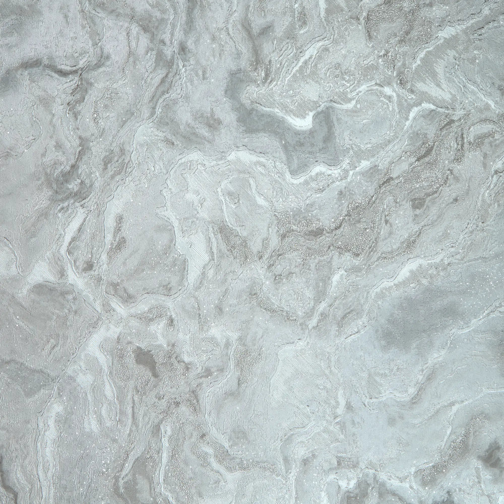 Nakura Wallpaper in Grey and Silver with Silver Metallic