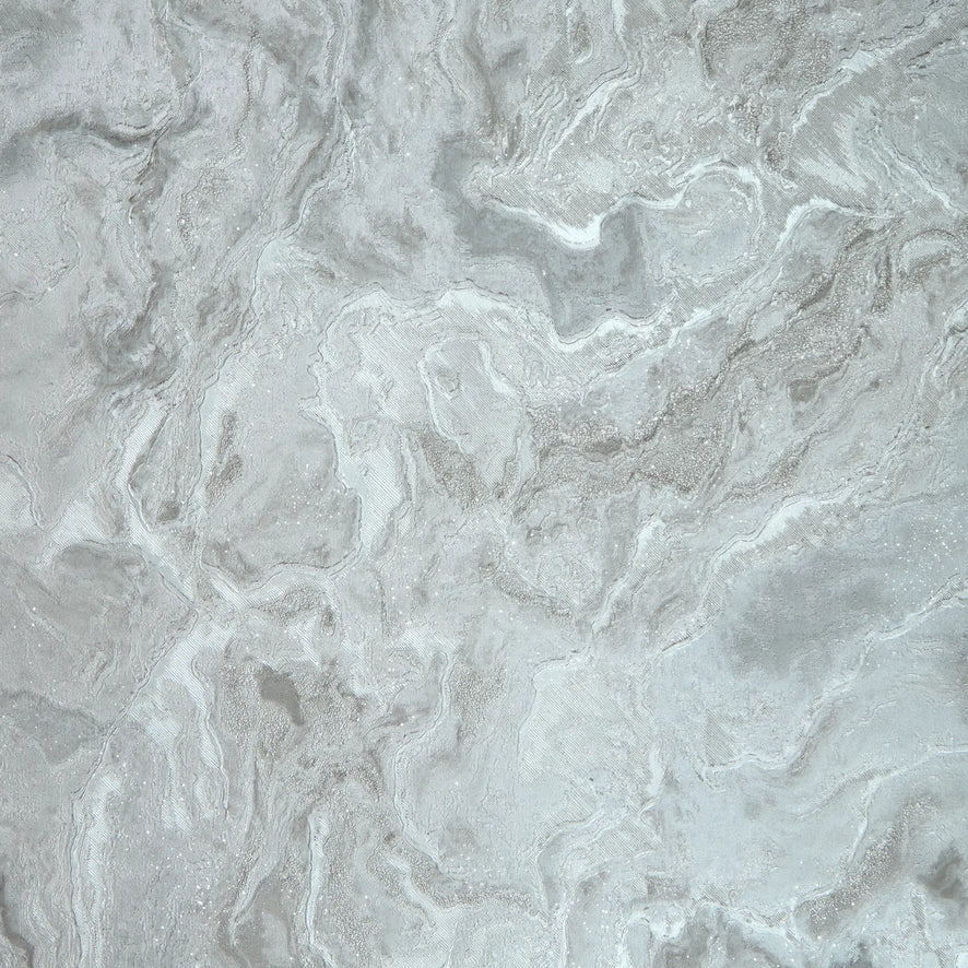 Nakura Wallpaper in Grey and Silver with Silver Metallic