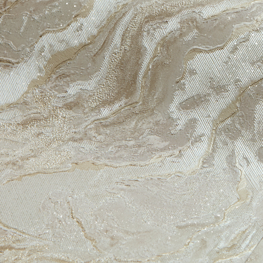 Nakura Wallpaper in Ivory and Light Brown with Gold Metallic