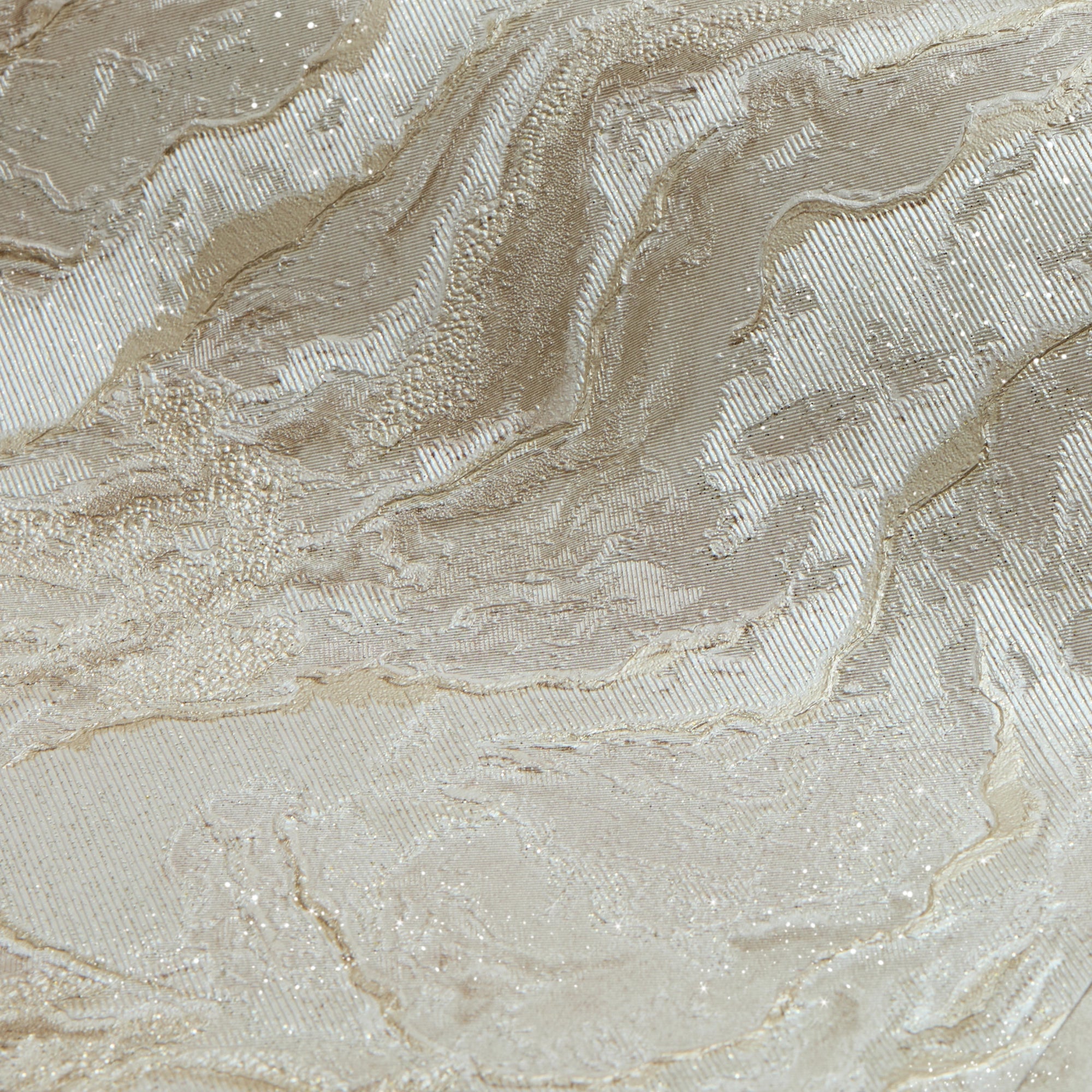 Nakura Wallpaper in Ivory and Light Brown with Gold Metallic