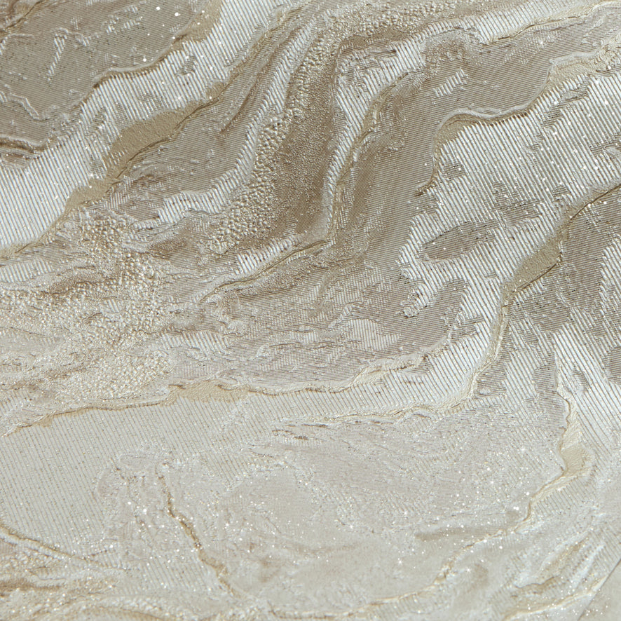 Nakura Wallpaper in Ivory and Light Brown with Gold Metallic