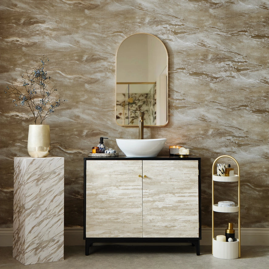 Nirvana Metallic Wallpaper in Cool Grey and Taupe