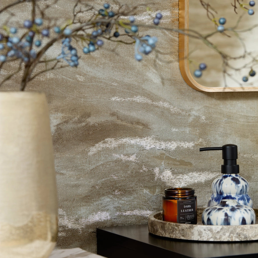 Nirvana Metallic Wallpaper in Cool Grey and Taupe