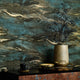 Nirvana Metallic Wallpaper in Teal and Gold