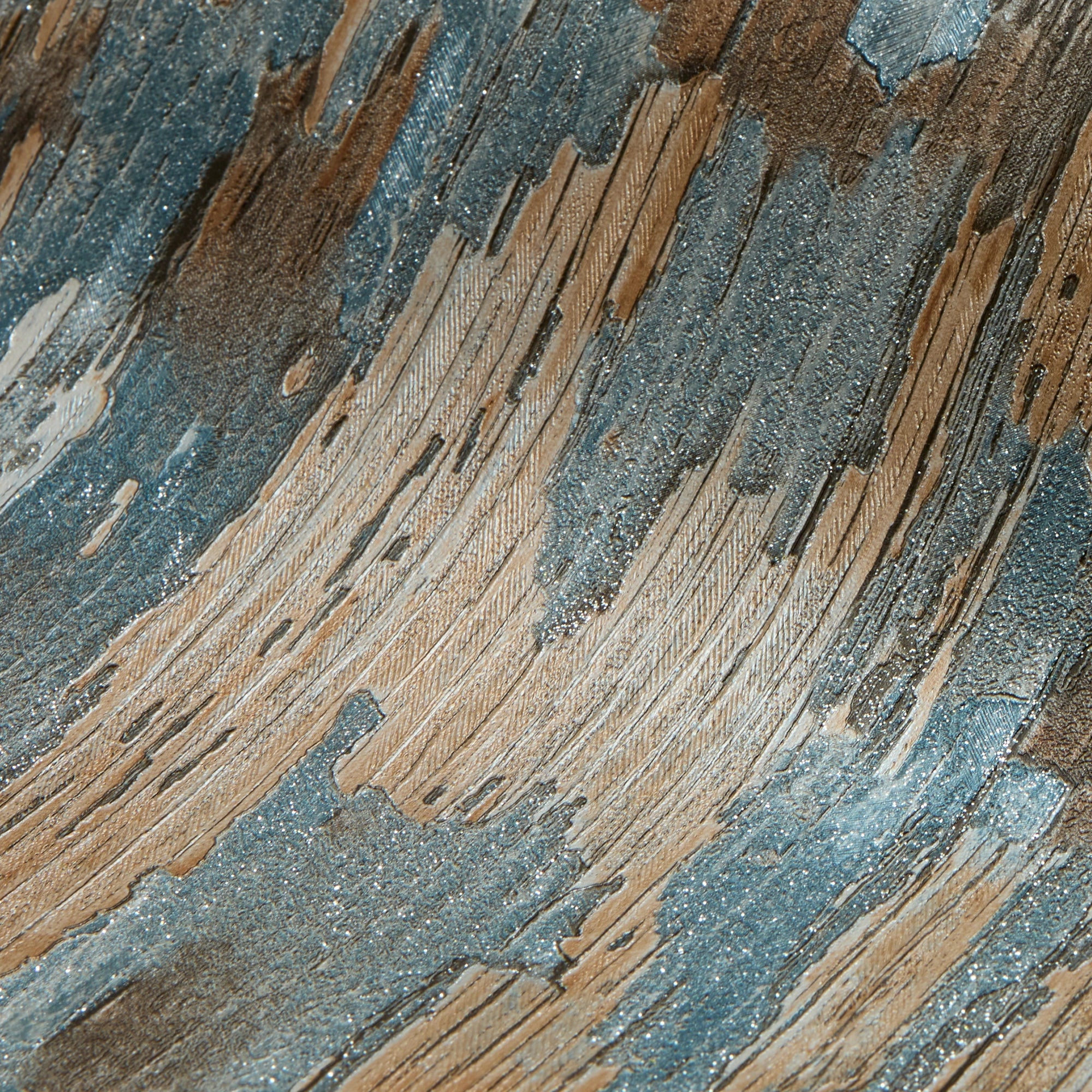 Novara Wallpaper in Blue, Brown and Silver Glitter