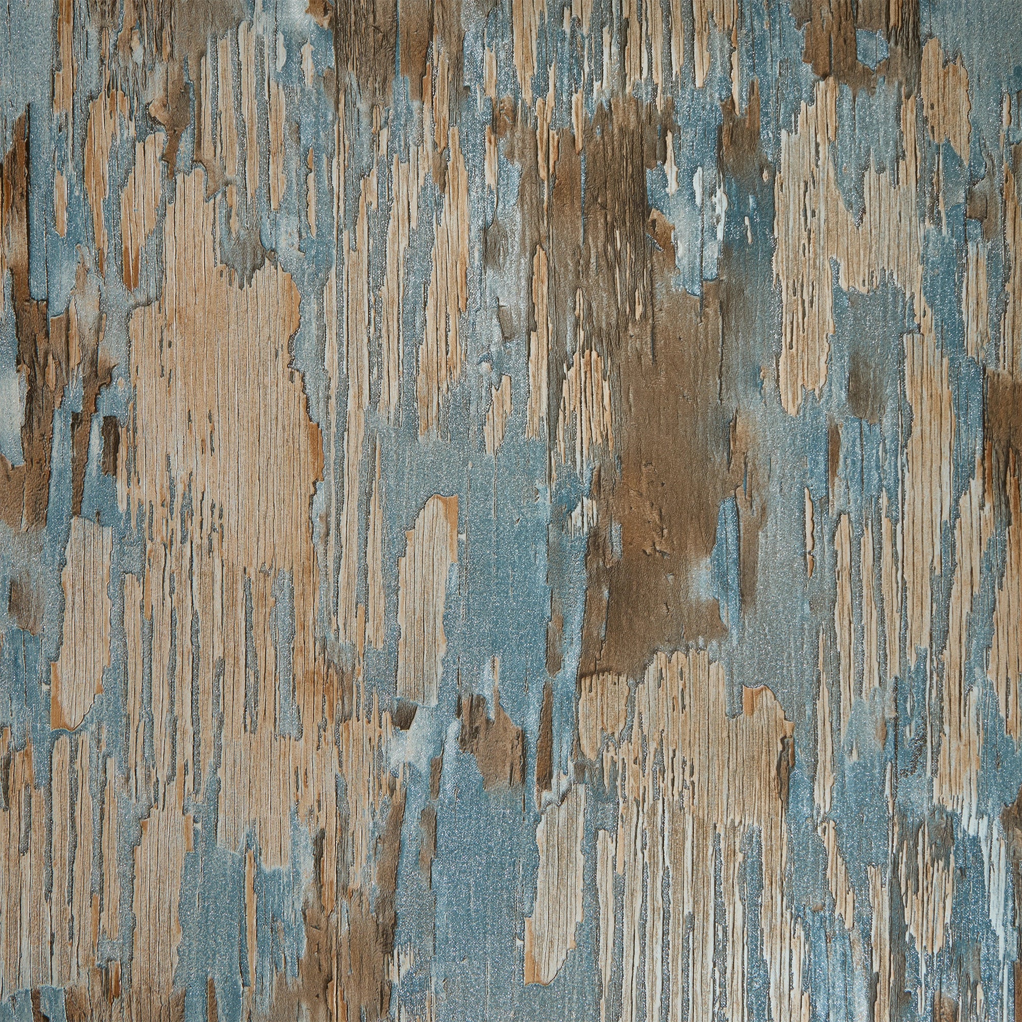 Novara Wallpaper in Blue, Brown and Silver Glitter