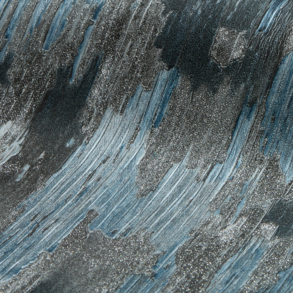 Novara Wallpaper in Blue, Charcoal and Silver Glitter