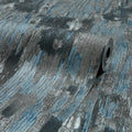 Novara Wallpaper in Blue, Charcoal and Silver Glitter
