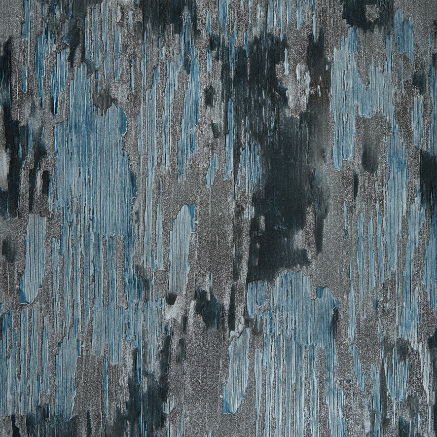 Novara Wallpaper in Blue, Charcoal and Silver Glitter