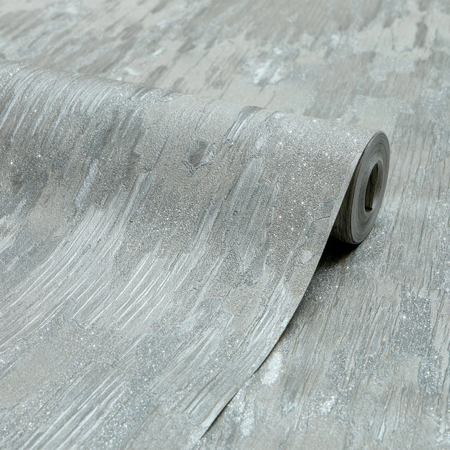 Novara Wallpaper in Light Grey and Silver Glitter