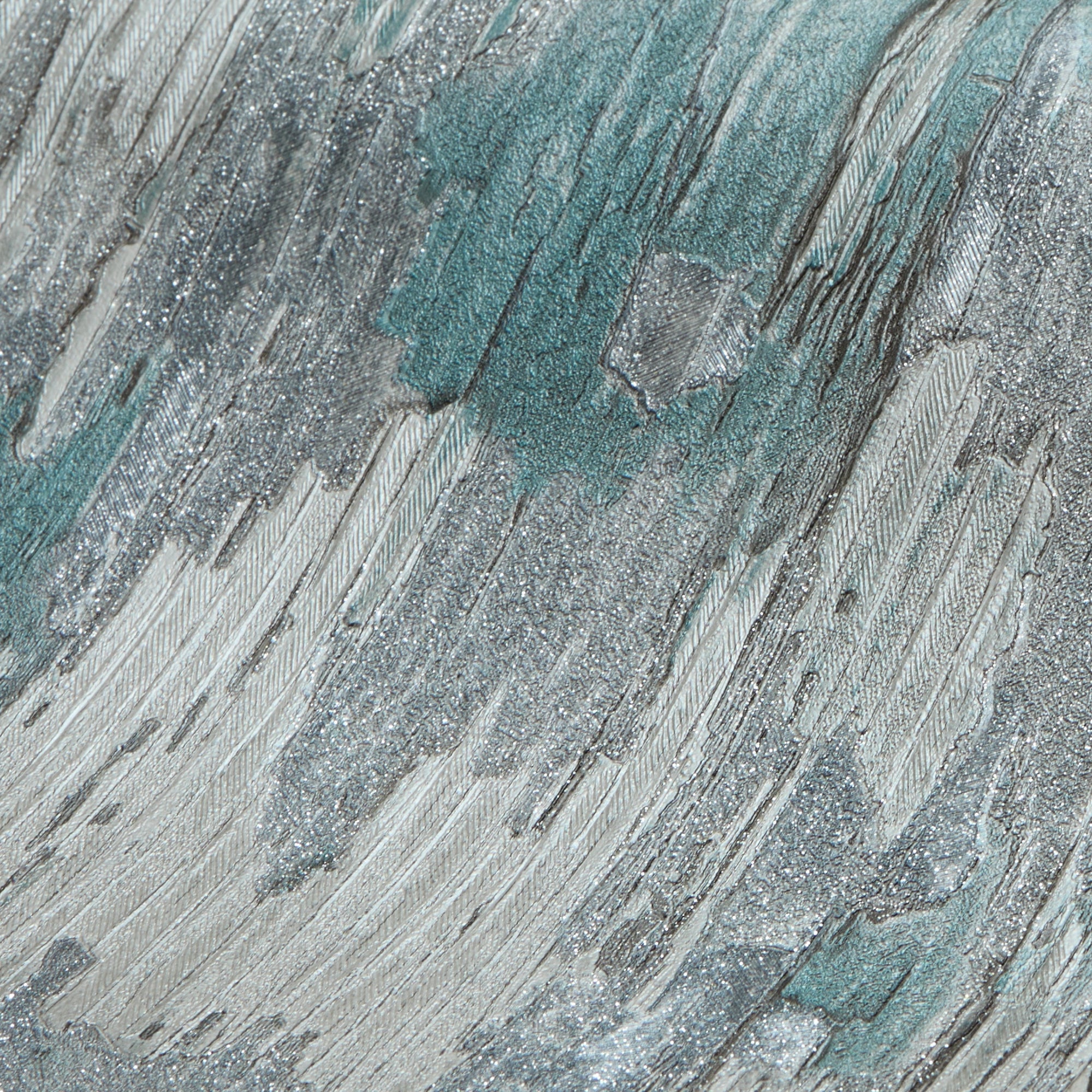 Novara Wallpaper in Teal, Silver and Silver Glitter