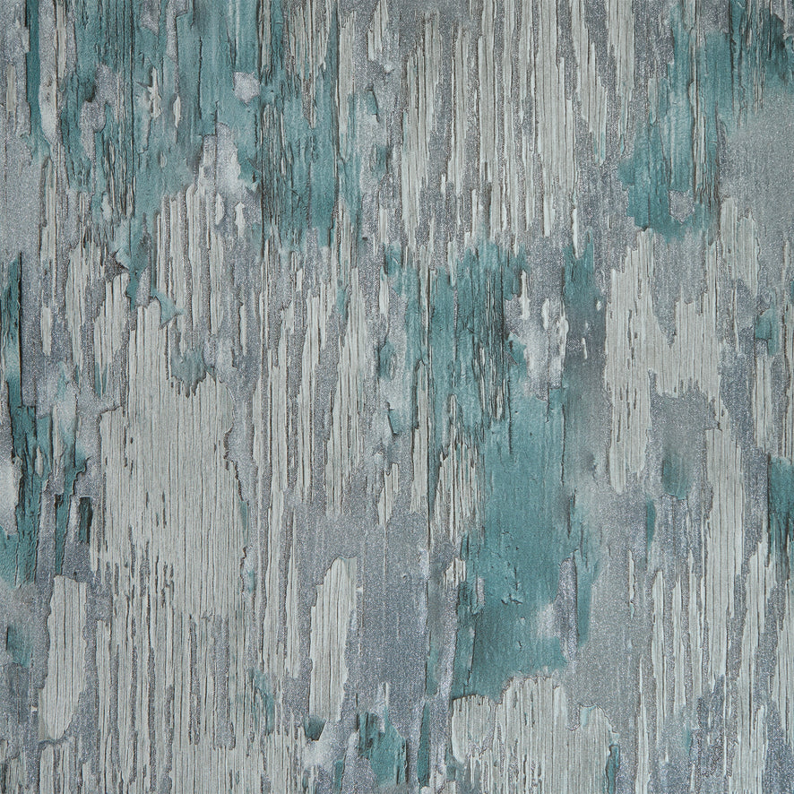 Novara Wallpaper in Teal, Silver and Silver Glitter