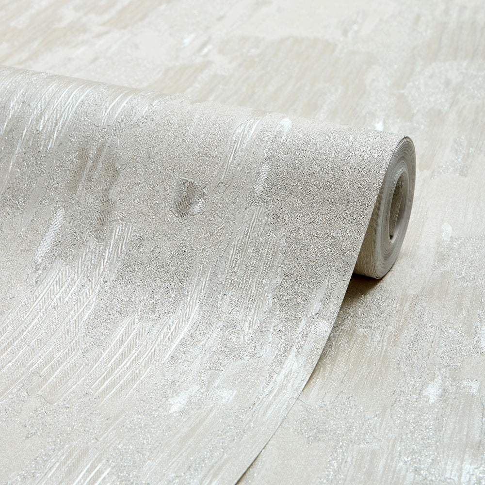 Novara Wallpaper in White and Silver Glitter