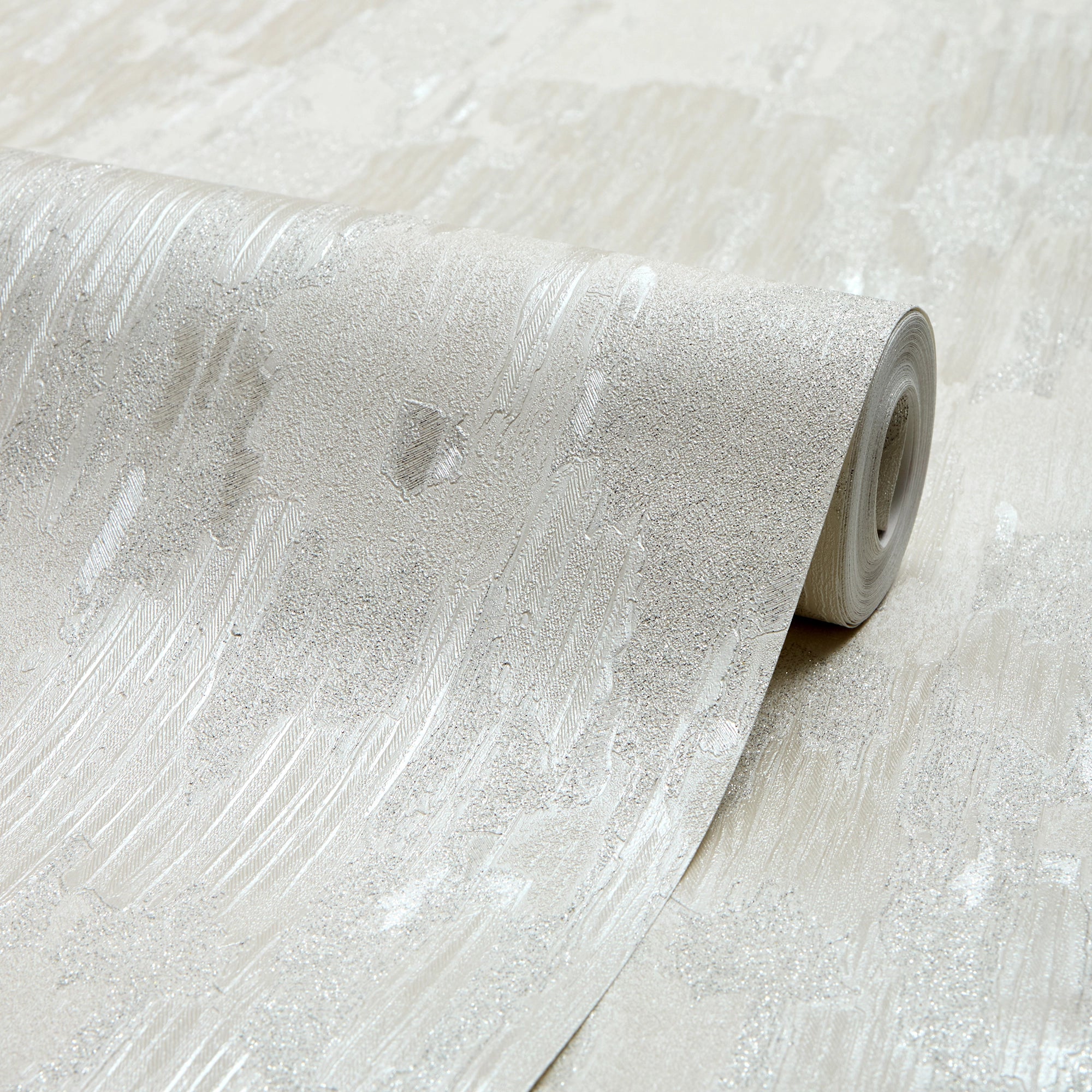 Novara Wallpaper in White and Silver Glitter