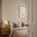 Olive Leaf Wallpaper in Almond Latte