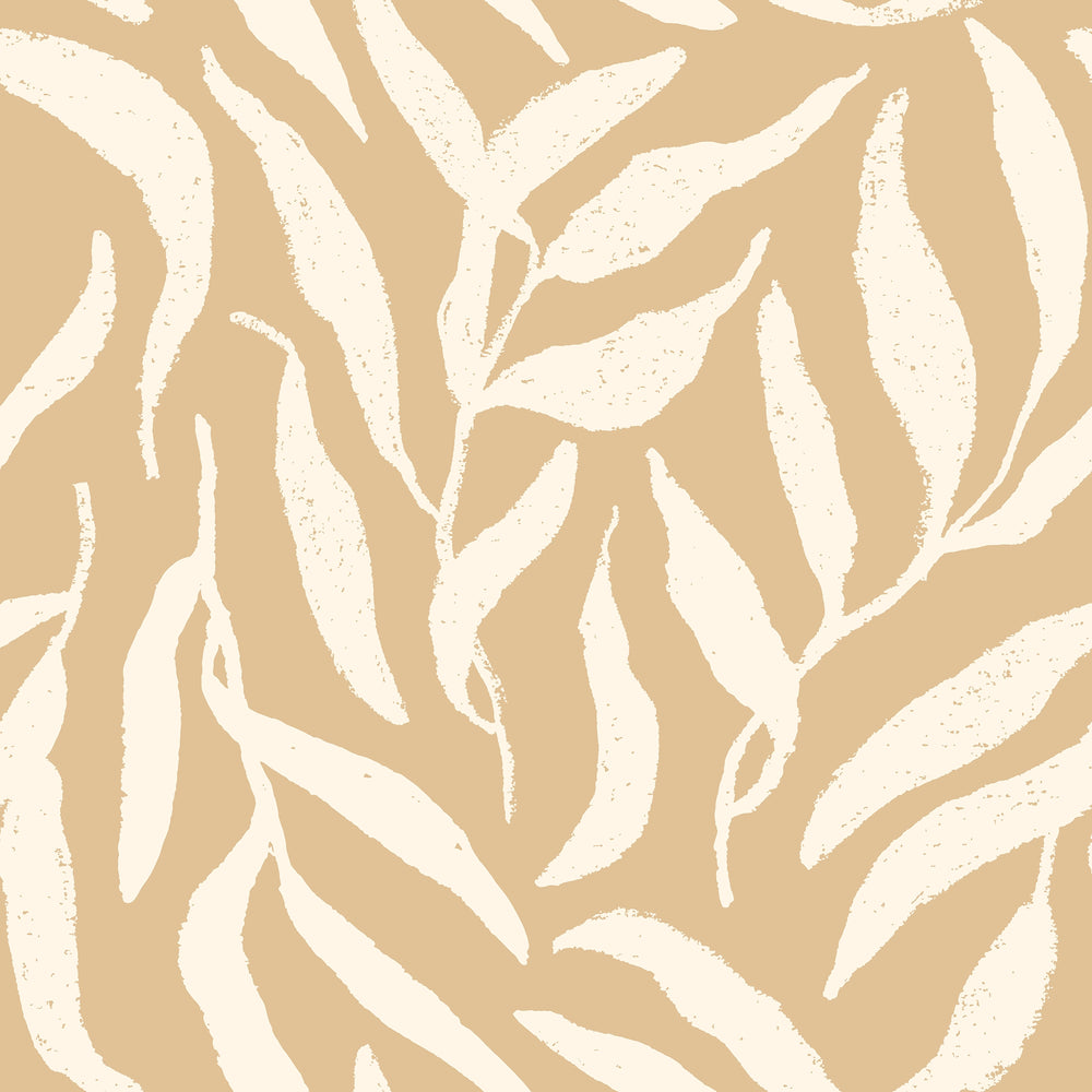 Olive Leaf Wallpaper in Caramel Latte