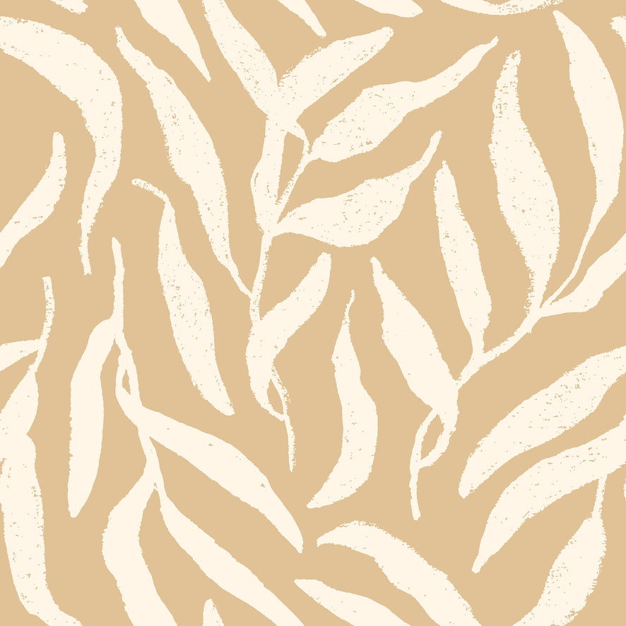 Olive Leaf Wallpaper in Caramel Latte