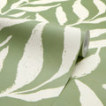 Olive Leaf Wallpaper in Cream on Pistachio
