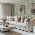 Olive Leaf Wallpaper in Cream on Pistachio