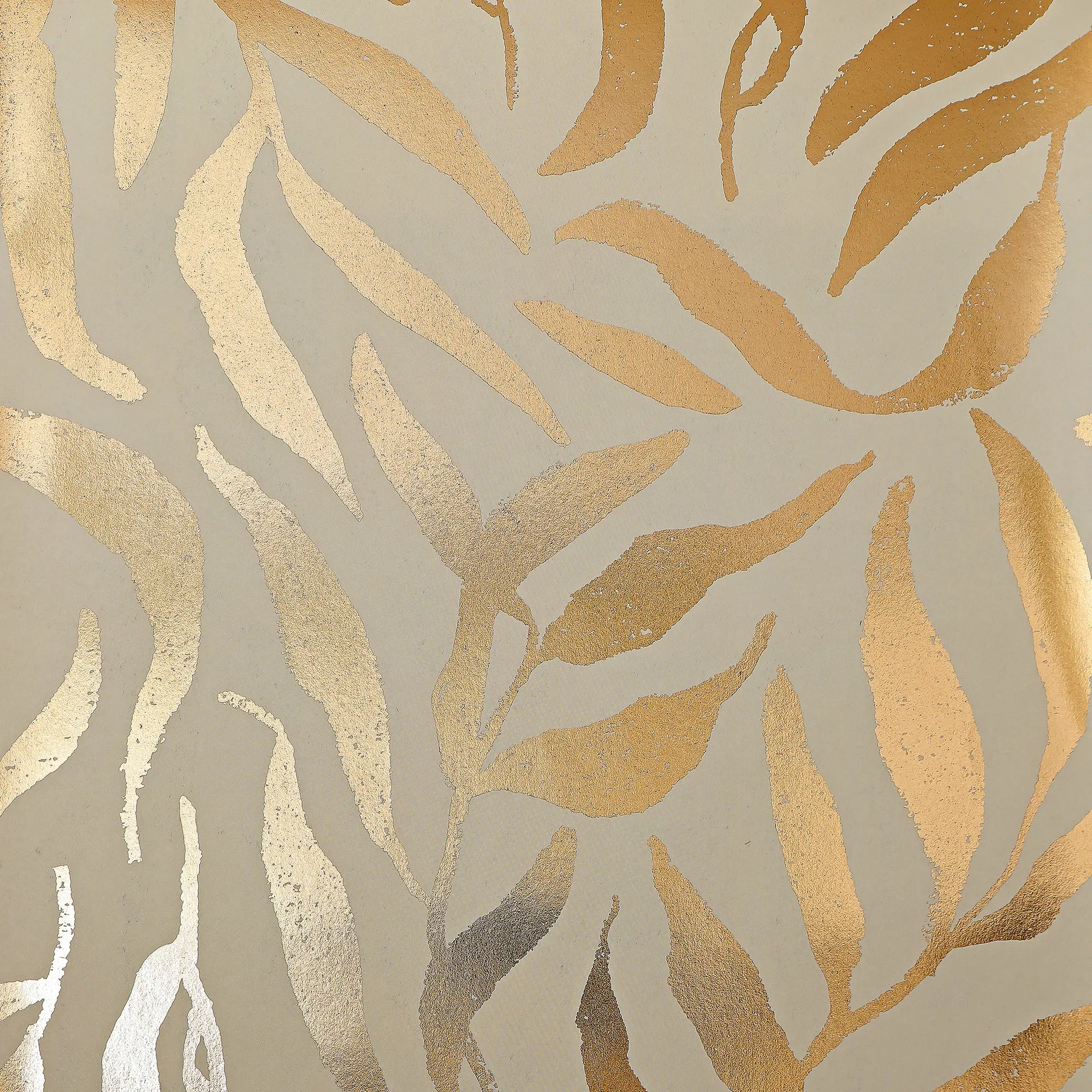 Olive Leaf Wallpaper in Cream with Gold Foil